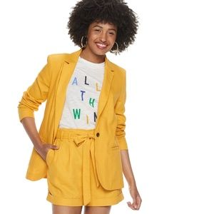 PopSugar Linen Yellow Blazer, Size 0X